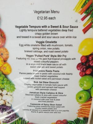 Vegetarian menu - some vegan options marked but you have to ask at Kool Runnings in Inverness