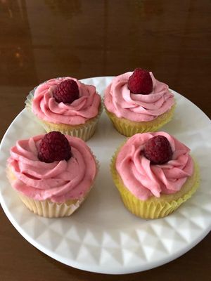 Gluten free Raspberry Cup Cakes at Cure Cafe in Miami