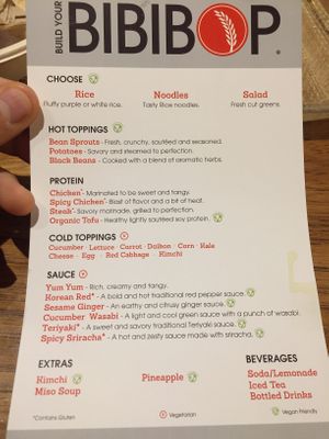 Menu front  at BIBIBOP in Schaumburg