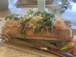 Banh Mi with oyster mushrooms   at Sen Organic Small Plate in Richmond