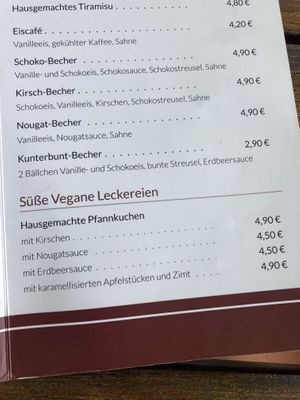 Dessertkarte at Romikulum in Trier