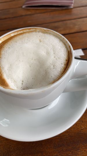 Vegan cappuccino  at Romikulum in Trier