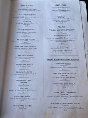 Vegan menu! There’s a whole other page too AND desserts  at No5nyc & The Vegoist in Astoria