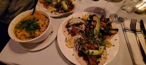 Tacos and Mac and Cheese! 🤍 Perfection! #Veganuary at No5nyc & The Vegoist in Astoria