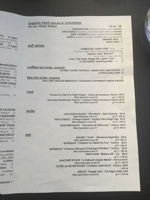 Drinks menu at No5nyc & The Vegoist in Astoria