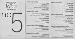 No5 vegan menu at No5nyc & The Vegoist in Astoria