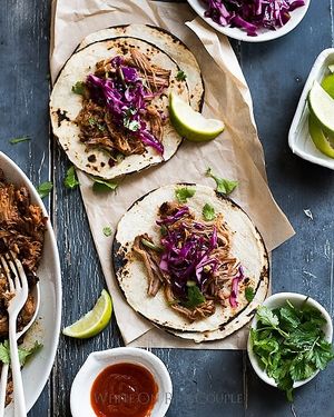 Vegan bbq seitan taco, w/ portobello mushrooms, bell peppers,  caramelized onion, vegan Cole slaw, Pico de gallo at No5nyc & The Vegoist in Astoria