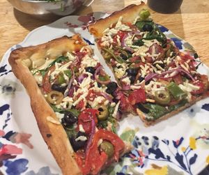 Verdura Pizza with Daiya cheese (large square) at Rizzo's Fine Pizza in Astoria