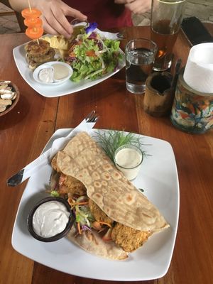 falafel with vegan mayo&vegan tahini,, patty salad at Milas in Yogyakarta