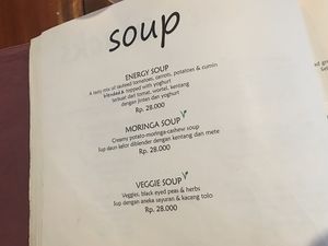 Soup menu  at Milas in Yogyakarta