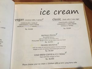 Menu at Milas in Yogyakarta