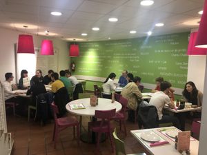 Downstairs interior  at Lapizza + Sana in Madrid