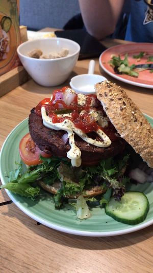 vegan burger at Bagels & Beans in Maastricht