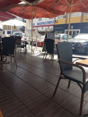 Outdoor seating at Marhaba in Gran Canaria