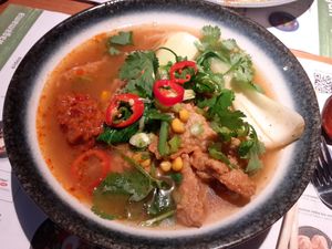 Teriyaki vegan chicken ramen at Wagamama in Newcastle Upon Tyne