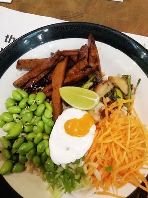 Vegan egg dish! By youtuber chef Gaz Oakley at Wagamama in Newcastle Upon Tyne