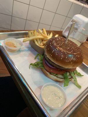Love burger and fries   at Nature Boys in Tel Aviv