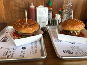 Love burger and bean burger at Nature Boys in Tel Aviv