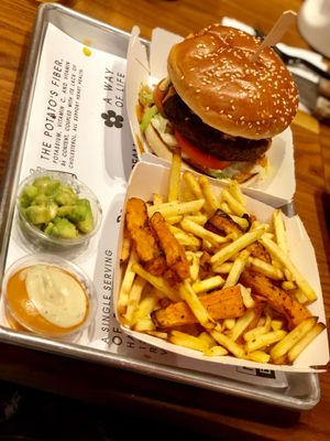 Mexican Burger and Mixed Fries at Nature Boys in Tel Aviv