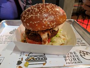 Bean burger at Nature Boys in Tel Aviv