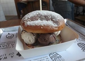Ice cream burger at Nature Boys in Tel Aviv