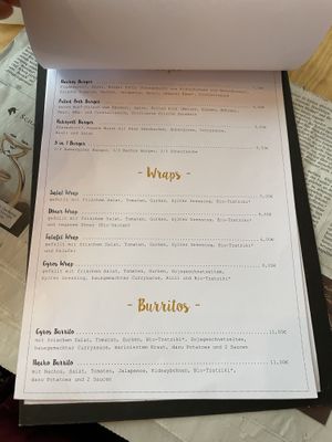 Menu  at be Well in Bochum