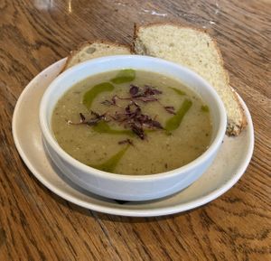 Fennel & parsnip soup w/ GF bread  at The Old Bicycle Shop in Cambridge