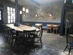 View of some of the restaurant seating .  at The Old Bicycle Shop in Cambridge