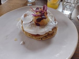 Pear (they were out of peach) pancakes at The Old Bicycle Shop in Cambridge