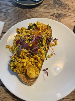 Scrambled tofu   at The Old Bicycle Shop in Cambridge