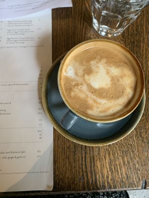 Soya latte  at The Old Bicycle Shop in Cambridge