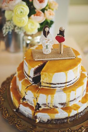 Chocolate caramel wedding cake at The Red Bandana Bakery in Bethesda