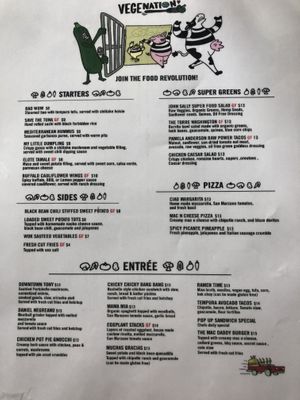 Menu options at VegeNation in Henderson