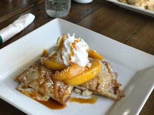 Cheesy crêpes with apricot at VegeNation in Henderson