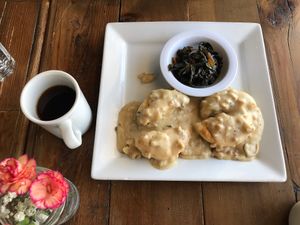 Biscuit with mushroom gravy at VegeNation in Henderson
