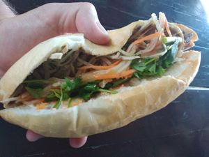 Excellent vegan sandwich with tofu for 15k at Vegetarian Restaurant in Savannakhet