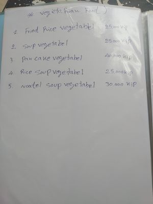 The vegan and vegetarian menu at Lisa's Cafe in Savannakhet