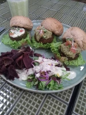 Trio of mini burgers at Burgreens - Pondok Indah in Jakarta