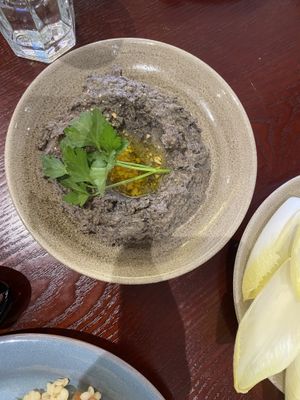 Black sesame hummus   at Hummus Kitchen at Parnas Mall in Seoul