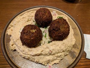 hummus with falafel, without the cream sauce at Hummus Kitchen at Parnas Mall in Seoul