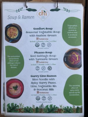 Soups at Ch'i for Life in Antalya