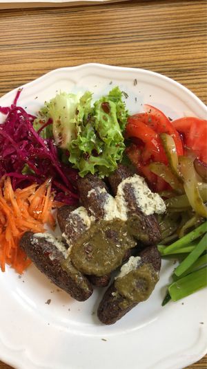 Kofta with salad and pickles at VegaNarsist - Nişantaşı in Istanbul