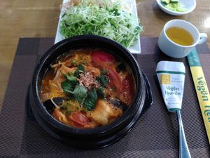 Morning combo. soup and one drink (coffee or fruit juice) for 45k at Hoa Sen - Nguyen Van Cu in Da Lat