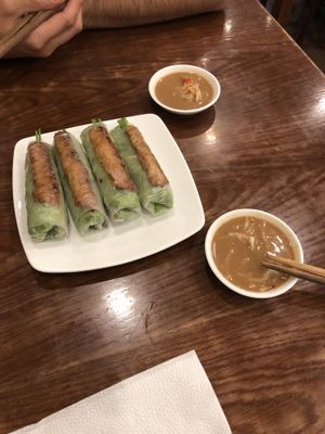 Fresh spring rolls w peanut sauce!  at Hoa Sen - Nguyen Van Cu in Da Lat