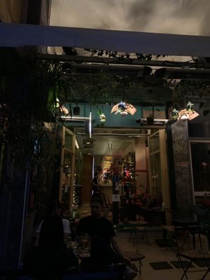 The bar at Cafe Bar 67 in Athens