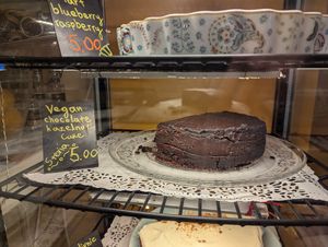 Chocolate Hazelnut cake with Stevia at Cafe Bar 67 in Athens