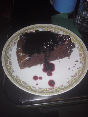 Chocolate cake with myrtle  at Cafe Bar 67 in Athens