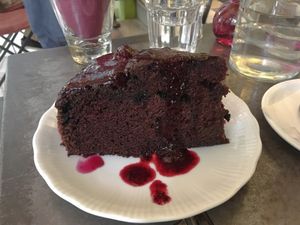 Amazing vegan chocolate cake at Cafe Bar 67 in Athens