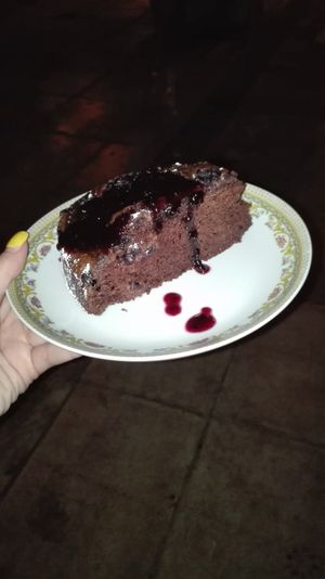 Vegan chocolate cake at Cafe Bar 67 in Athens