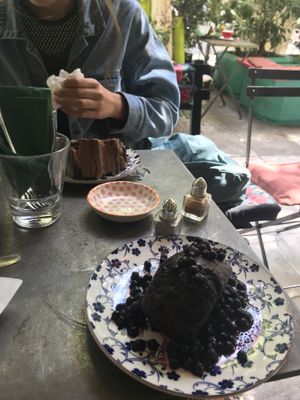 Chocolate cake at Cafe Bar 67 in Athens